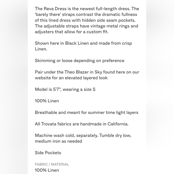 ❤️ TROVATA BIRDS OF PARADIS BLACK LINEN REVA MAXI DRESS W/ POCKETS, SMALL - Picture 15 of 15